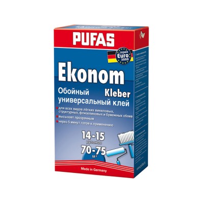 Клей для обоев Pufas Ekonom EURO 3000 Эконом виниловый, бумажный, флизелиновый 500 г